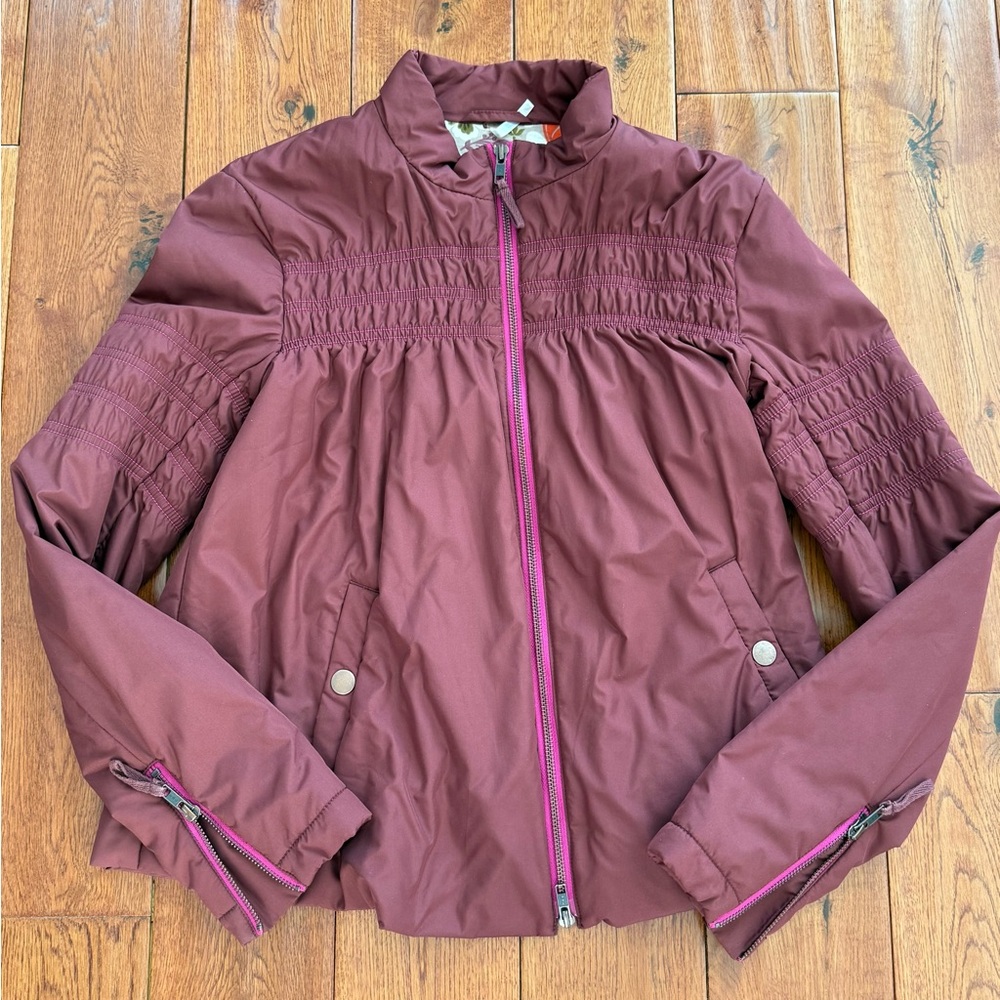 Free People Burgundy Bomber Jacket